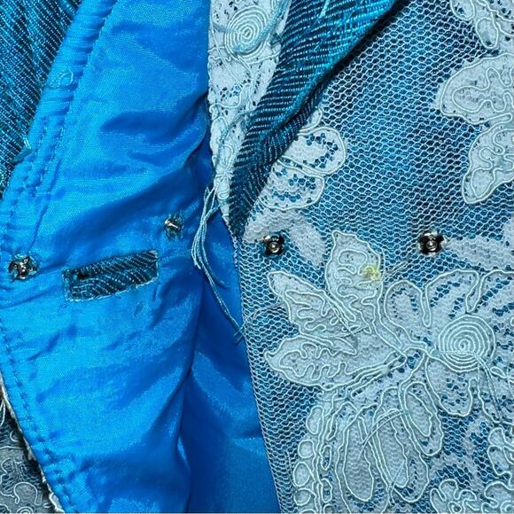Vintage Custom Blue Lace Appliqué Blazer - Picture 14 of 15